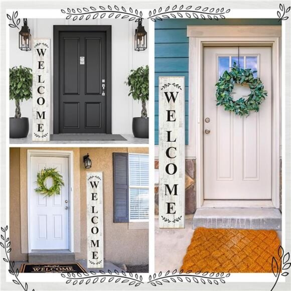 Welcome Sign for Front‎ Door Porch Standing Farmhouse Porch Signs Outdoor Tall - Picture 5 of 7